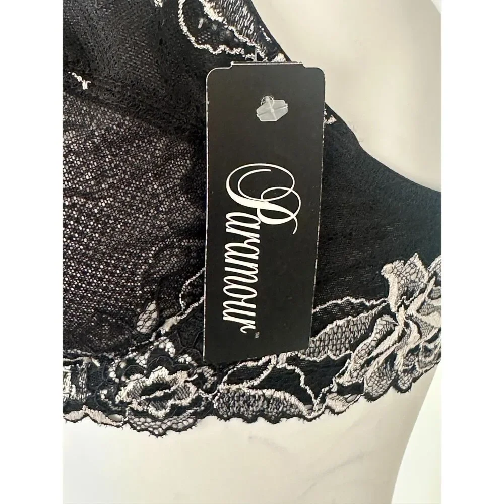 Lacy bra, by Paramour, black/white, size 36C.